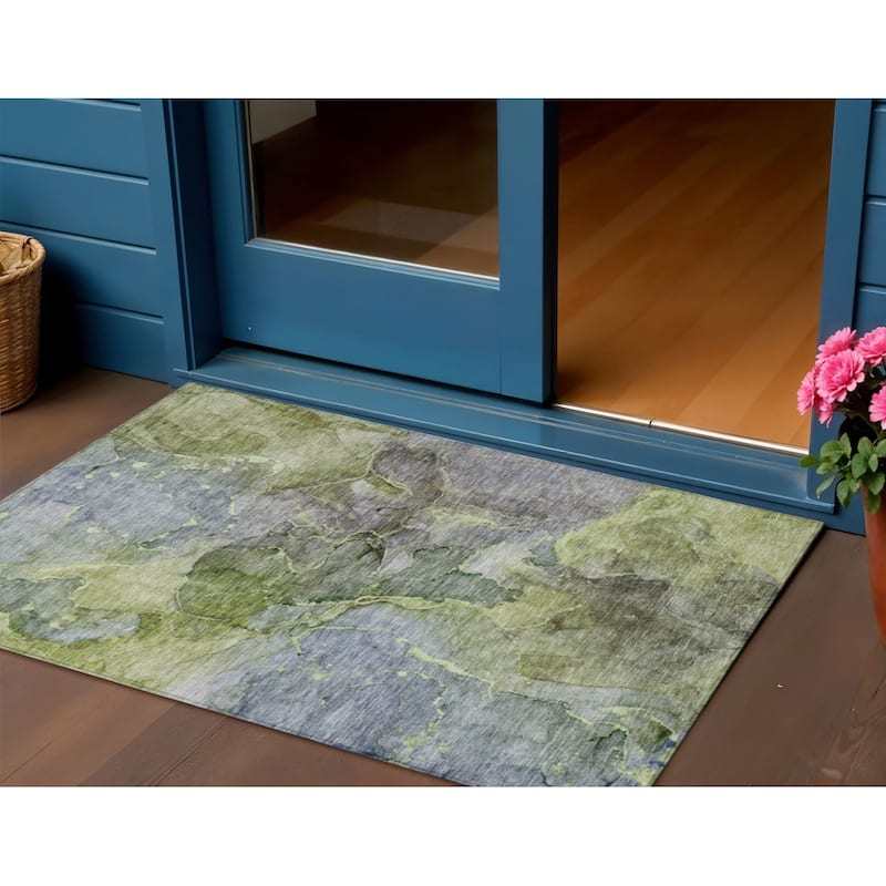 HomeRoots Abstract Transitional Rectangle Outdoor Rug - 3' x 5'