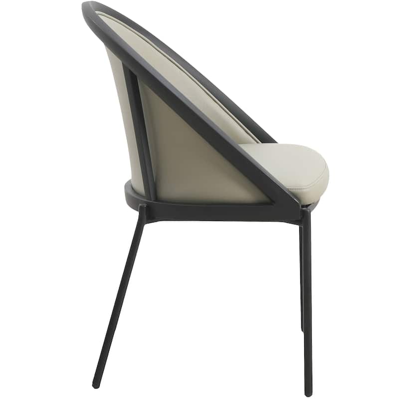 Urbane Dining Chair in Vinyl Fabric with Curved Back and Stainless Steel Legs Set of 2
