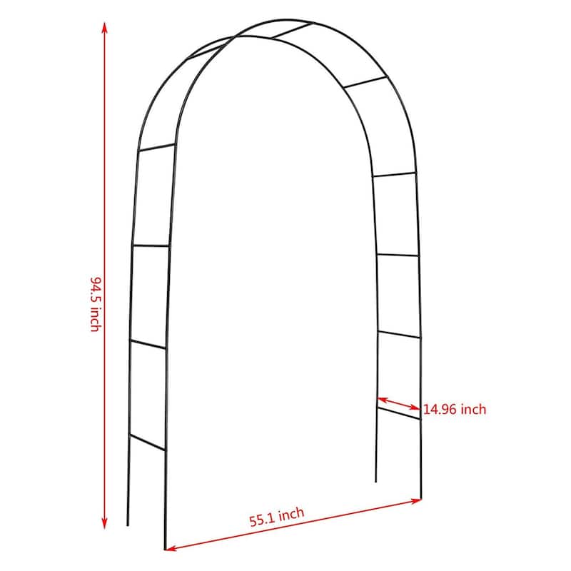 57W x 94H Inch Garden Arch Heavy Duty Metal Trellis Climbing Plants Vine Rack Wedding Stand Decor