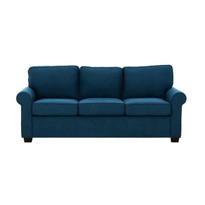 Upholstered Queen Sleeper Sofa Bed with USB Ports in Navy Blue