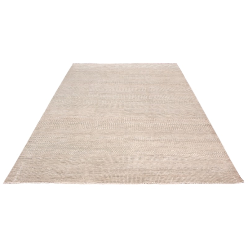 ECARPETGALLERY Hand-knotted Silk Shadow Khaki Wool Rug - 9'9 x 13'9