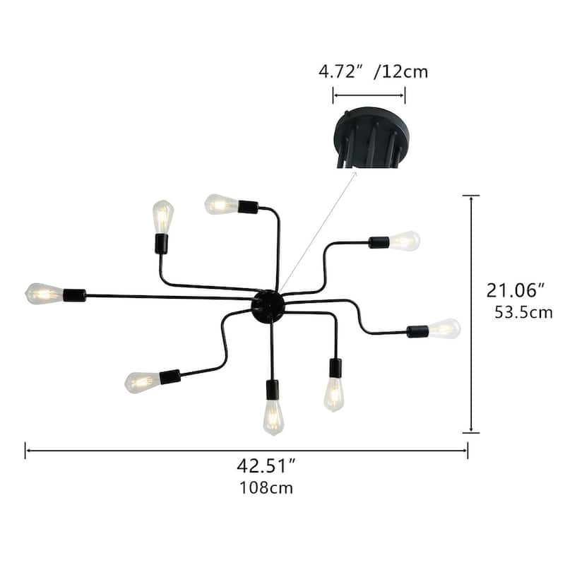 Modern Sputnik Design Muti-Branches Semi Flush Mount Ceiling Light