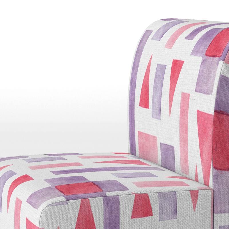 Designart "Pink and Purple Geometric " Upholstered Patterned Accent Chair and Arm Chair