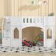 preview thumbnail 3 of 18, Twin Size Low Loft Bed with Side Storage Staircase and Window, Pinewood Frame Playhouse Bed Playful Castle Bed for Children