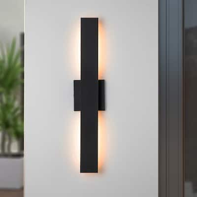 C Cattleya 2-Light Matte Black Aluminum LED Outdoor Wall Sconce