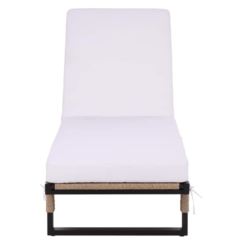 SAFAVIEH Outdoor Living Arman Lounger with Cushion - 79"W x 26"D x 15"H - Black/White