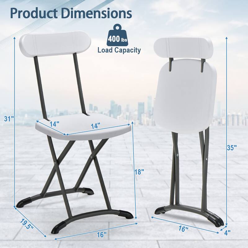 Gymax 4-Pack Folding Chair w/ Metal Curved Feet Wide Seat & Ergonomic