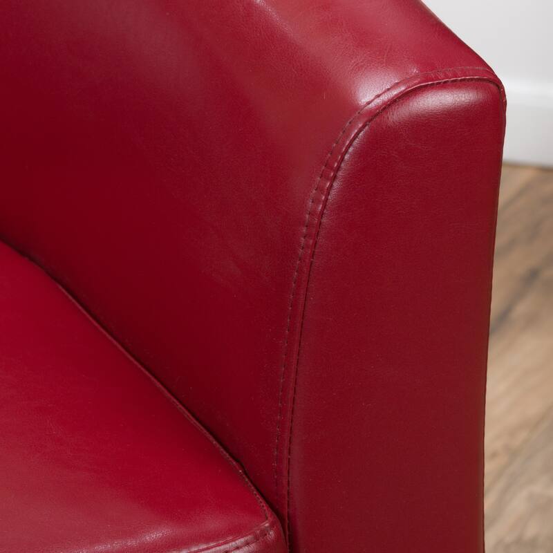 Roomfitters Modern Swivel Club Chair, Faux Leather Accent Armchair with Curved Back and Cushioned Seat for Living Spaces