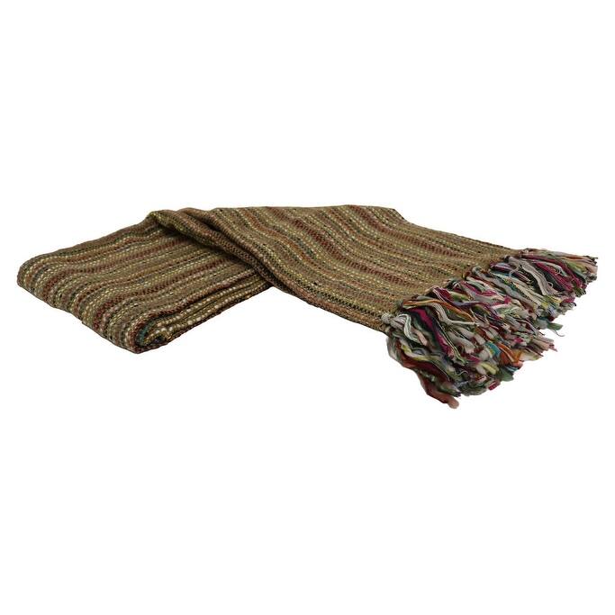 Home&Manor Handcrafted Wool & Cotton Throw Blanket Garden Weave