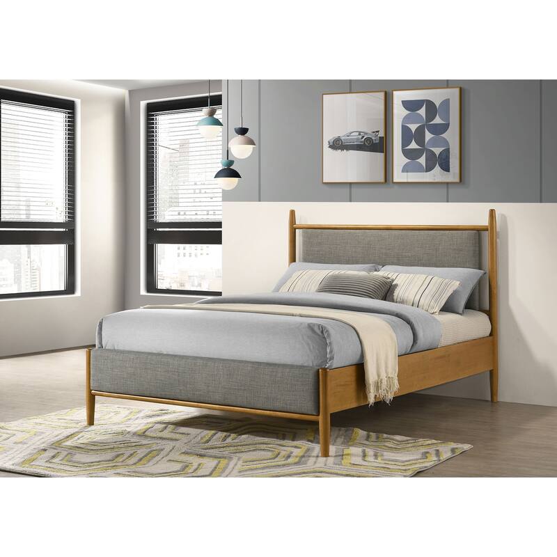 Mason 46-inch Panel Platform Bed Grey and Light Brown