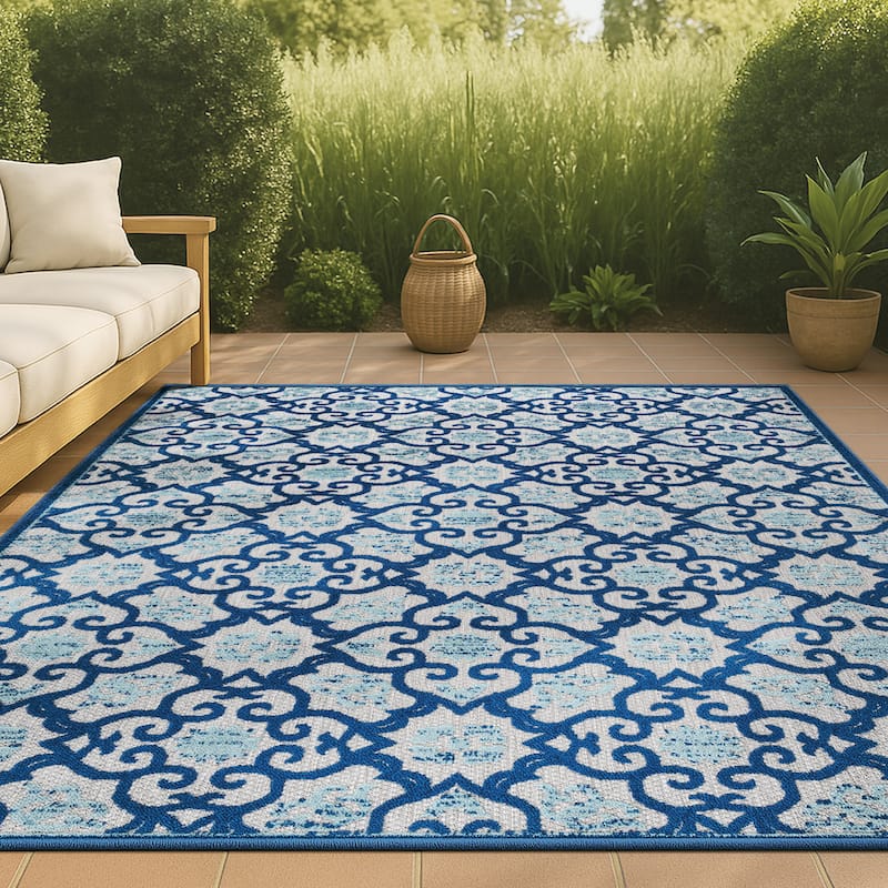 JONATHAN Y Crisantemo Tile Trellis High-Low Indoor/Outdoor Area Rug