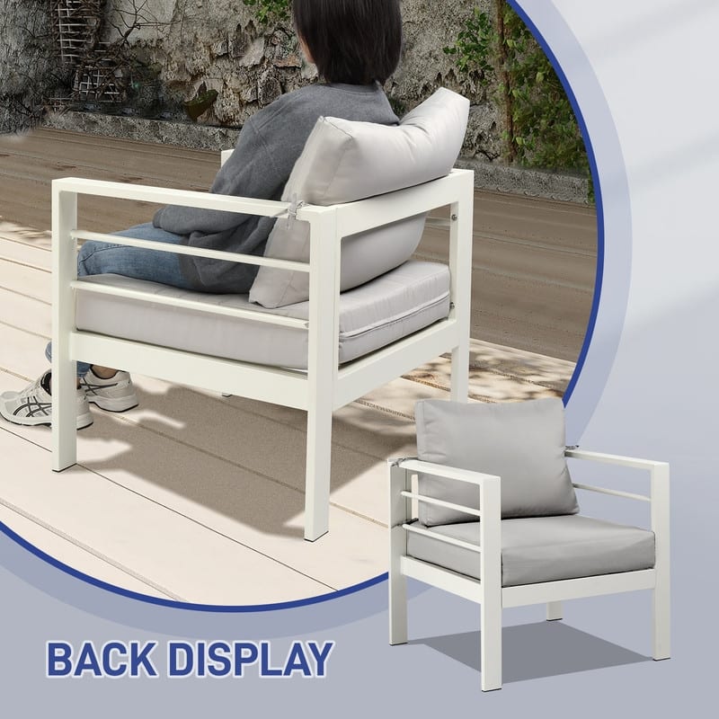 Patio 4-Piece Aluminum Conversation Set with Cushions