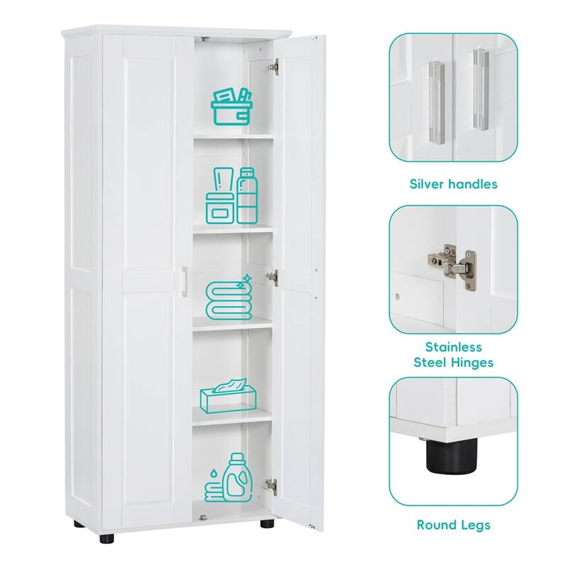 Storage Cabinet with Two Doors for Bathroom,Adjustable Shelf,MDF Board