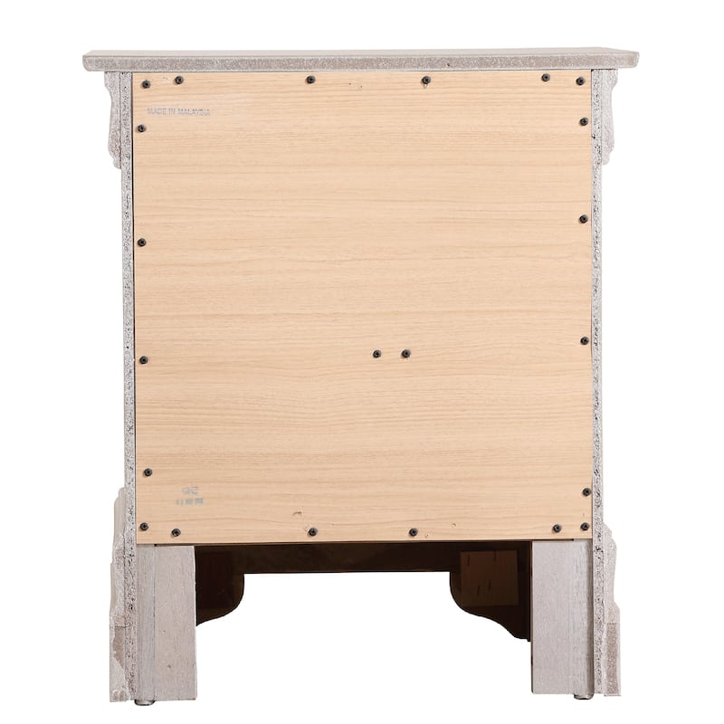 2-Drawer Textured Wooden Nightstand - 24" - Beige