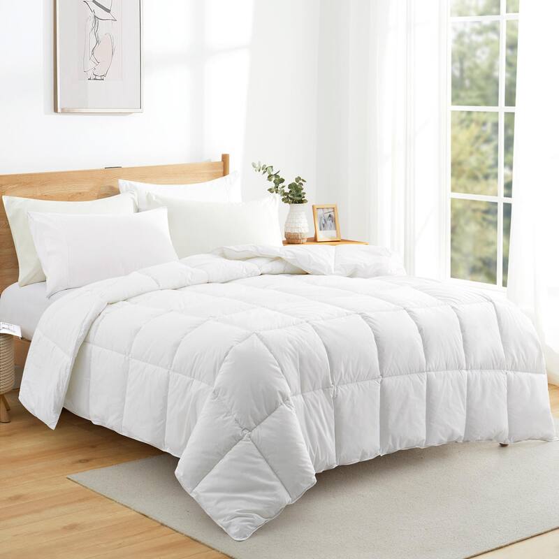 White Goose Feather Down Comforter Duvet Insert Ultra Soft Cover - California King - Lightweight