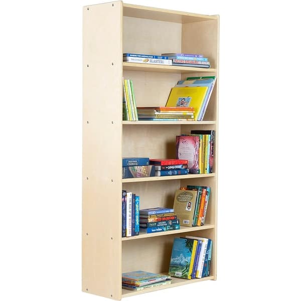 slide 2 of 5, RRI Goods 5-Shelf Classic Bookcase, Wooden Wall Bookshelf Organizer for Books, Toys, Office, and Kids Supplies, Natural