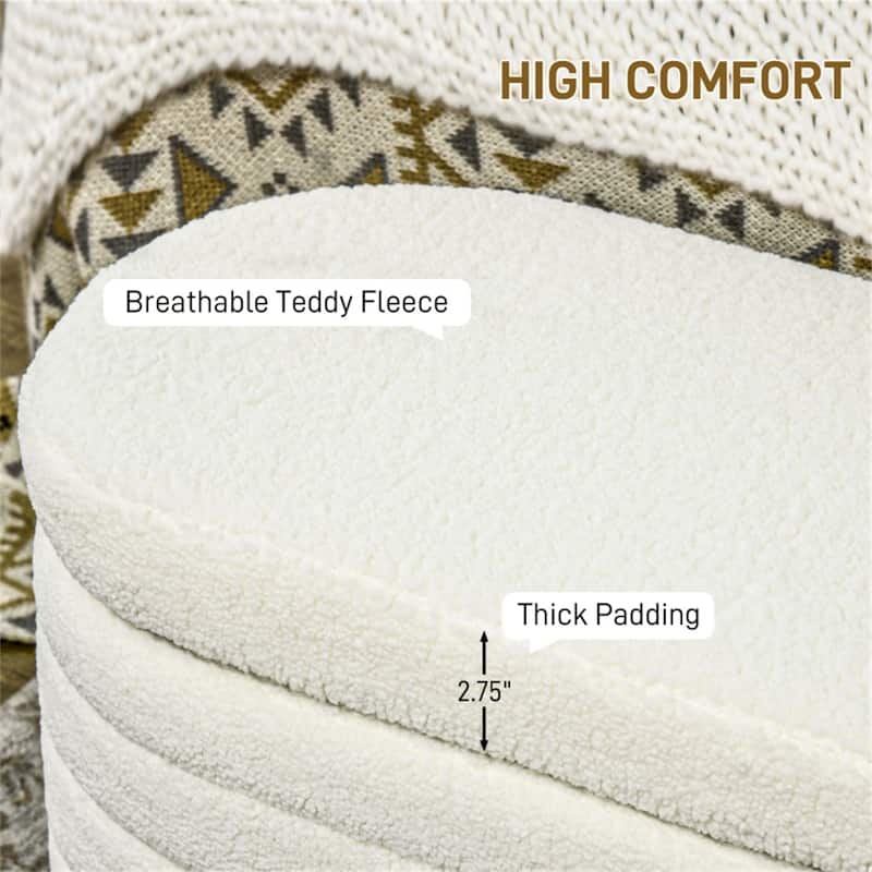 Upholstered Cream White Storage Bench with Thick Foam Seat and Hidden Storage Compartment - 45.7" L x 16.1" W x 15.9" H