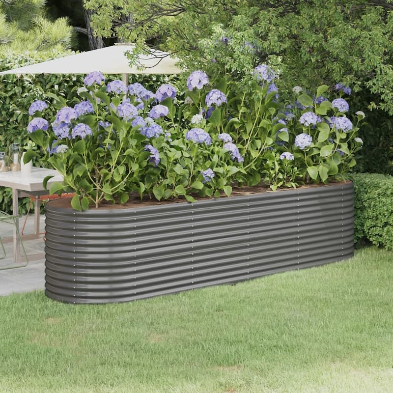 vidaXL Raised Garden Bed Raised Flower Bed Galvanized Steel Outdoor Planter - 116.5"x31.5"x26.8" - Gray