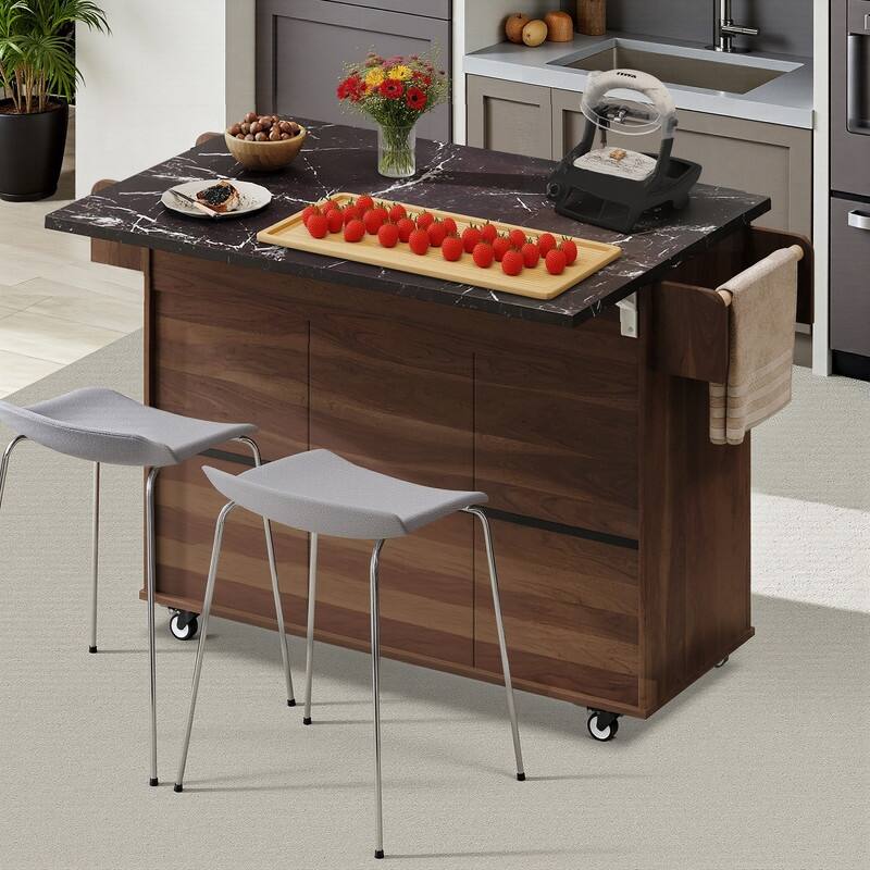 Alger Kitchen Island with Trash Can Storage Cabinet