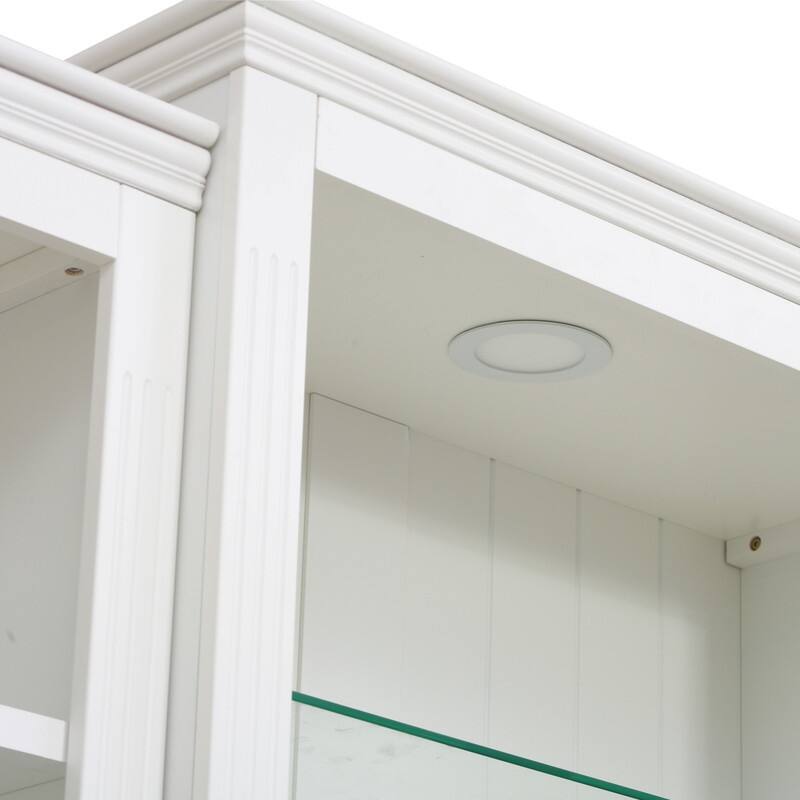 Farmhouse 3-Piece 78.75"Tall Bookcase Cabinet with and 4-Tier Display Shelf Adjustable LED Lighting