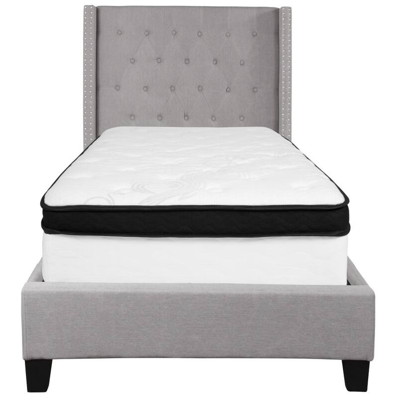 Tufted Upholstered Platform Bed w/ Memory Foam Pocket Spring Mattress