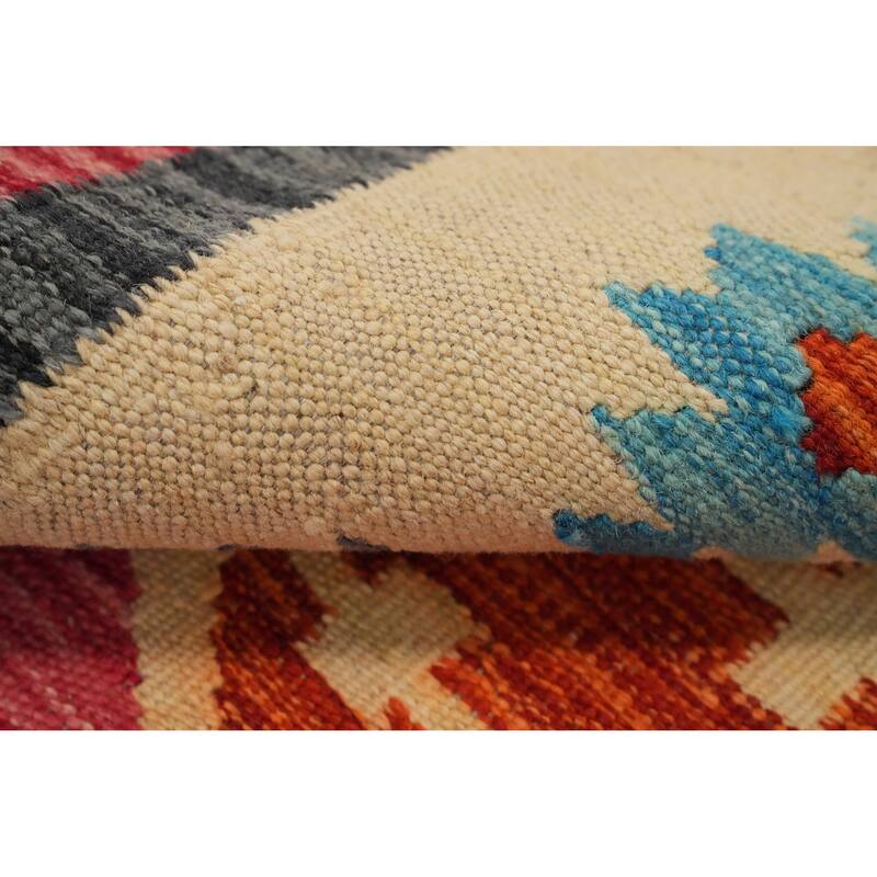Hand Woven Oriental 100% Wool Carpet Southwestern Tribal Multi-Colored Kilim Area Rug - 8' 1'' X 4' 10''