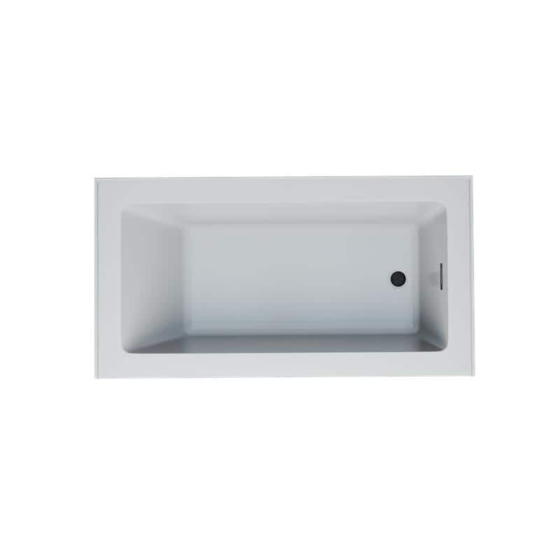 Provenza White Alcove Bathtub with Right Drain and Black Hardware - 60 in L x 32 in W