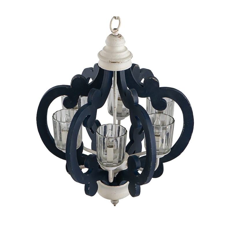 Wood Chandelier 6-Light Farmhouse Pendant Lighting Hanging Light Fixture for Kitchen Living Dining Room, Bulb Not Included
