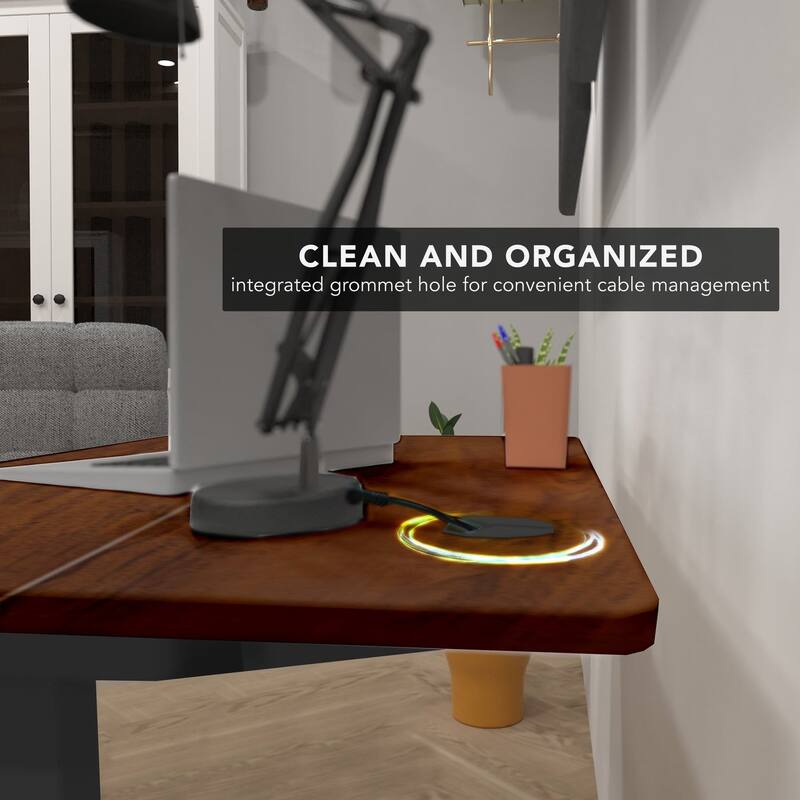 Mount-It! 40"W Electric Rectangular Adjustable Standing Desk, Hazelnut/Black (MI-8036)