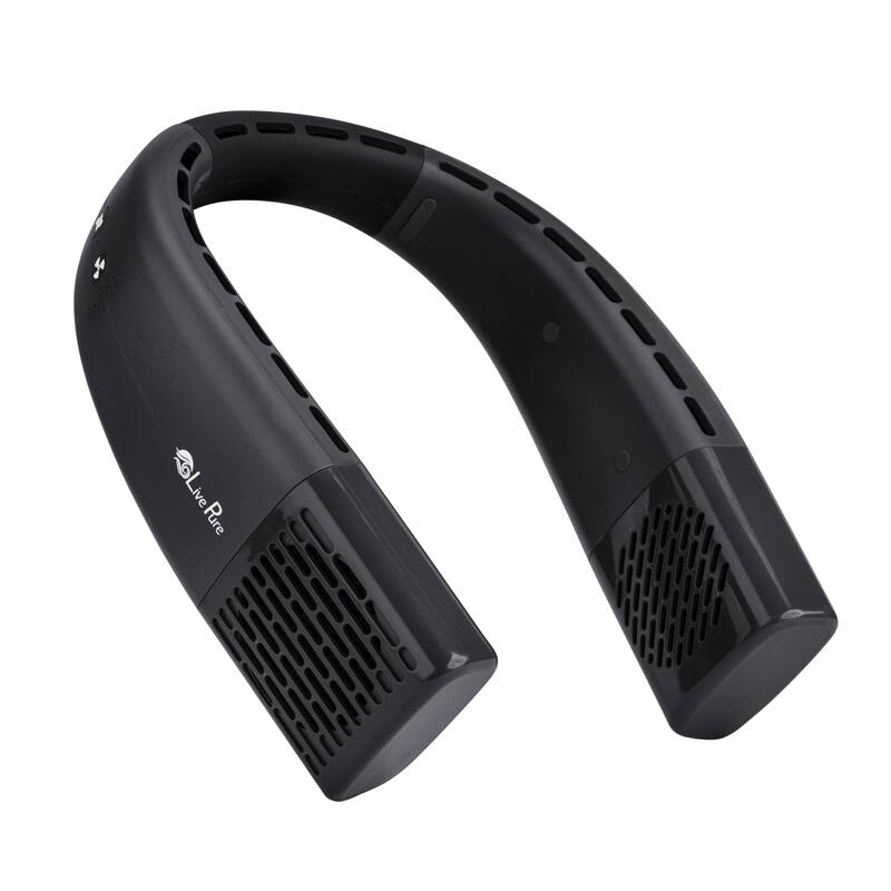 LivePure Neck Fan, Hands Free Portable Fan for Travel and Outdoors. Rechargeable Wearable Personal Fan.