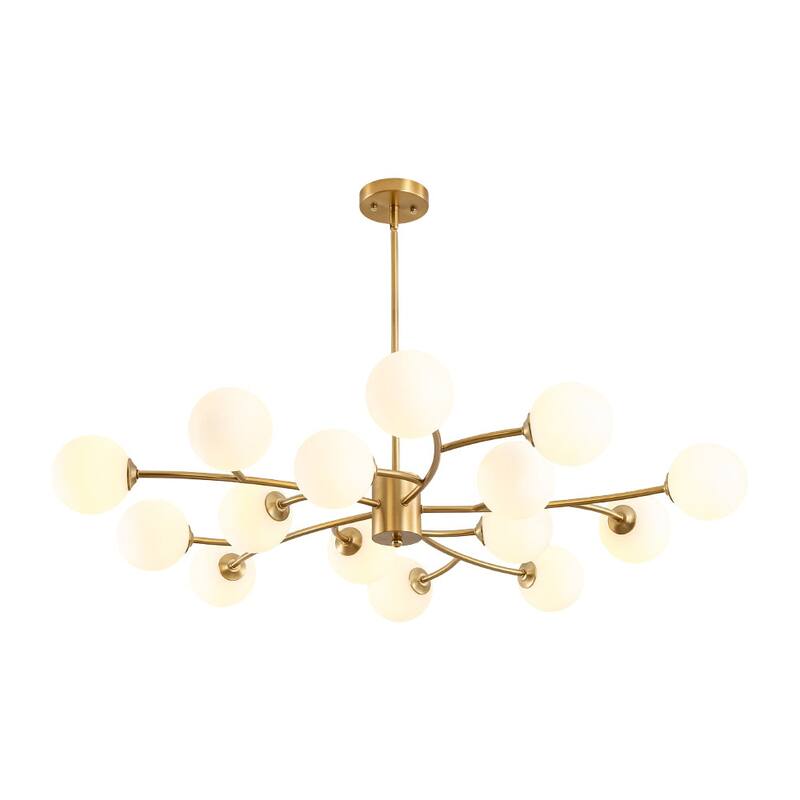 15-Light Spiral Branch Mid-century Frosted Glass Chandelier - 43.3 in