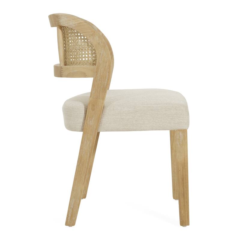 Christopher Knight Home - Minimalist 19.25"W Wood Dining Chairs Set with Hand-Woven Curved Backrest & Upholstered Seat