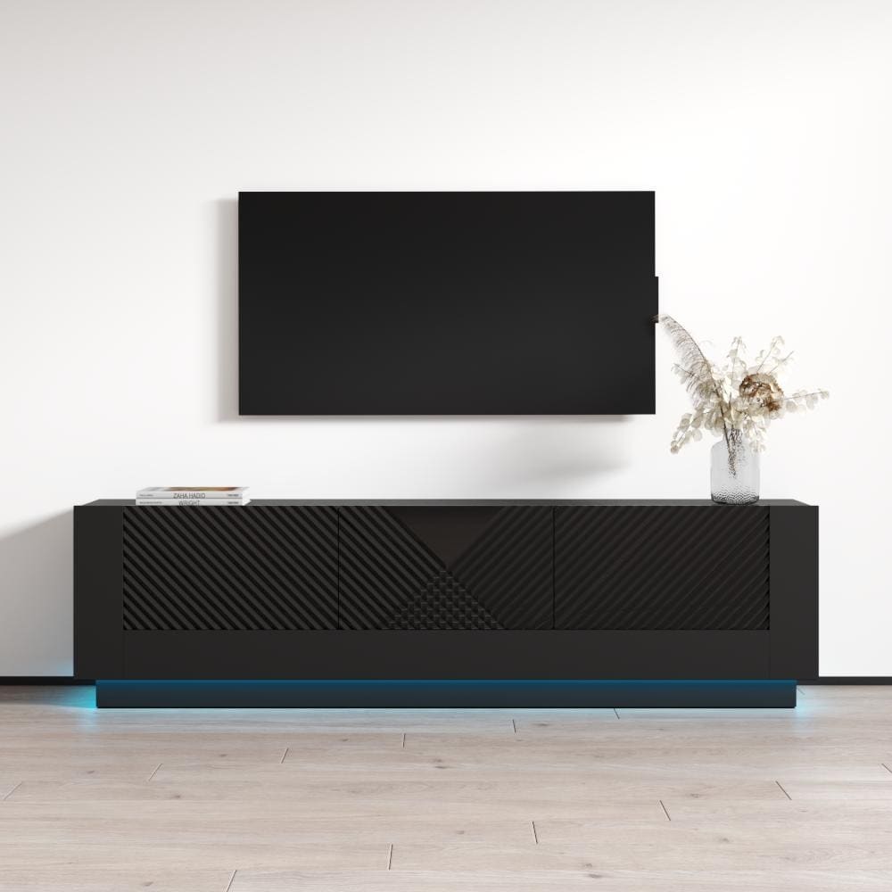 Meble Furniture Passion 01 Modern TV Stand - High Gloss Entertainment Console for up to 80" TVs - 70.9"W