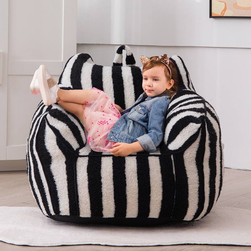 Kids Bean Bag Chair,Sherpa Bean Bag Sofa Couch with Decorative Edges
