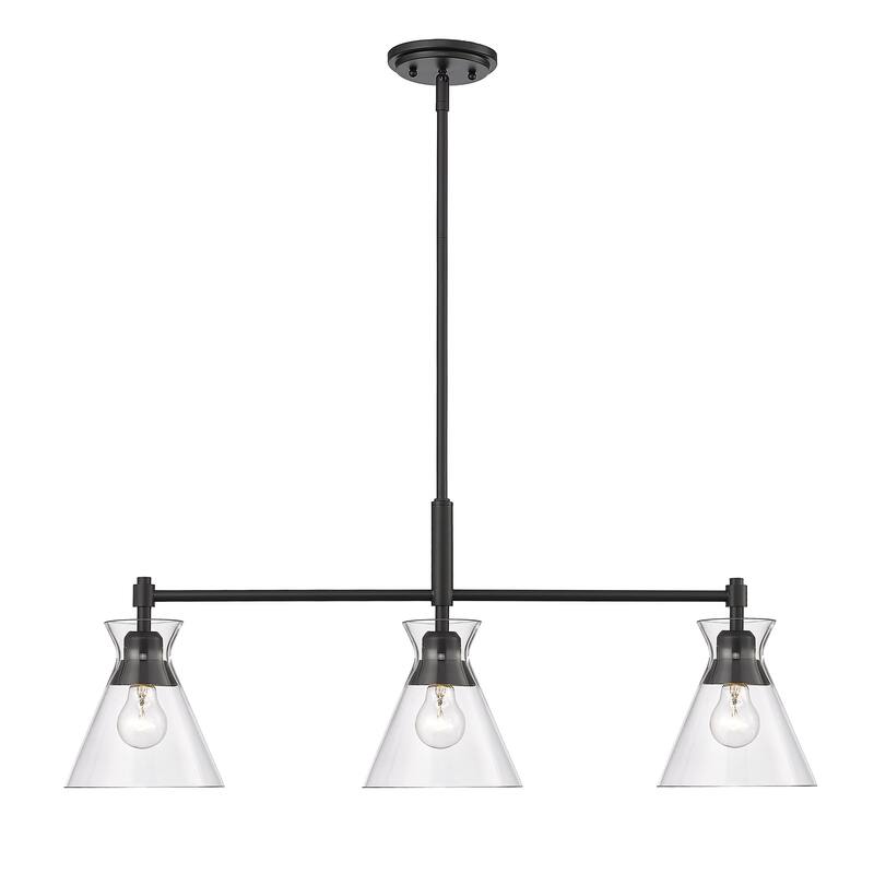 Malta 34" Wide 3-Light Linear Pendant with Clear Glass - Matte Black