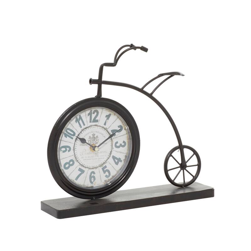 Brown Metal Bike Decorative Clock - 13 x 3 x 12