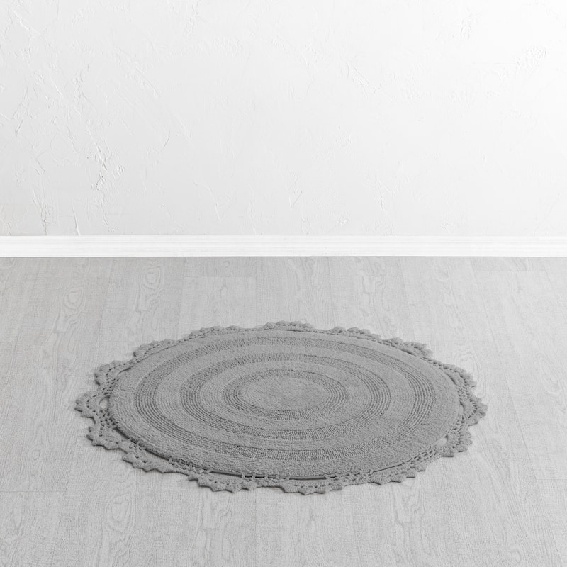 MH London Winchester Cotton Round Bathroom Rug - Soft Bath Mat