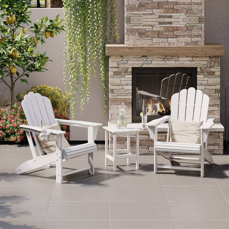 Aderson Outdoor Poly Adirondack Chair with Side Table 3-Piece Set