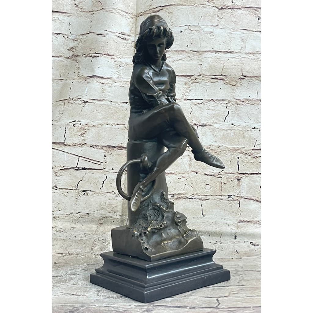 Handmade Bronze Boy Reading Book Book Sculpture Figurine Figure Statue Art
