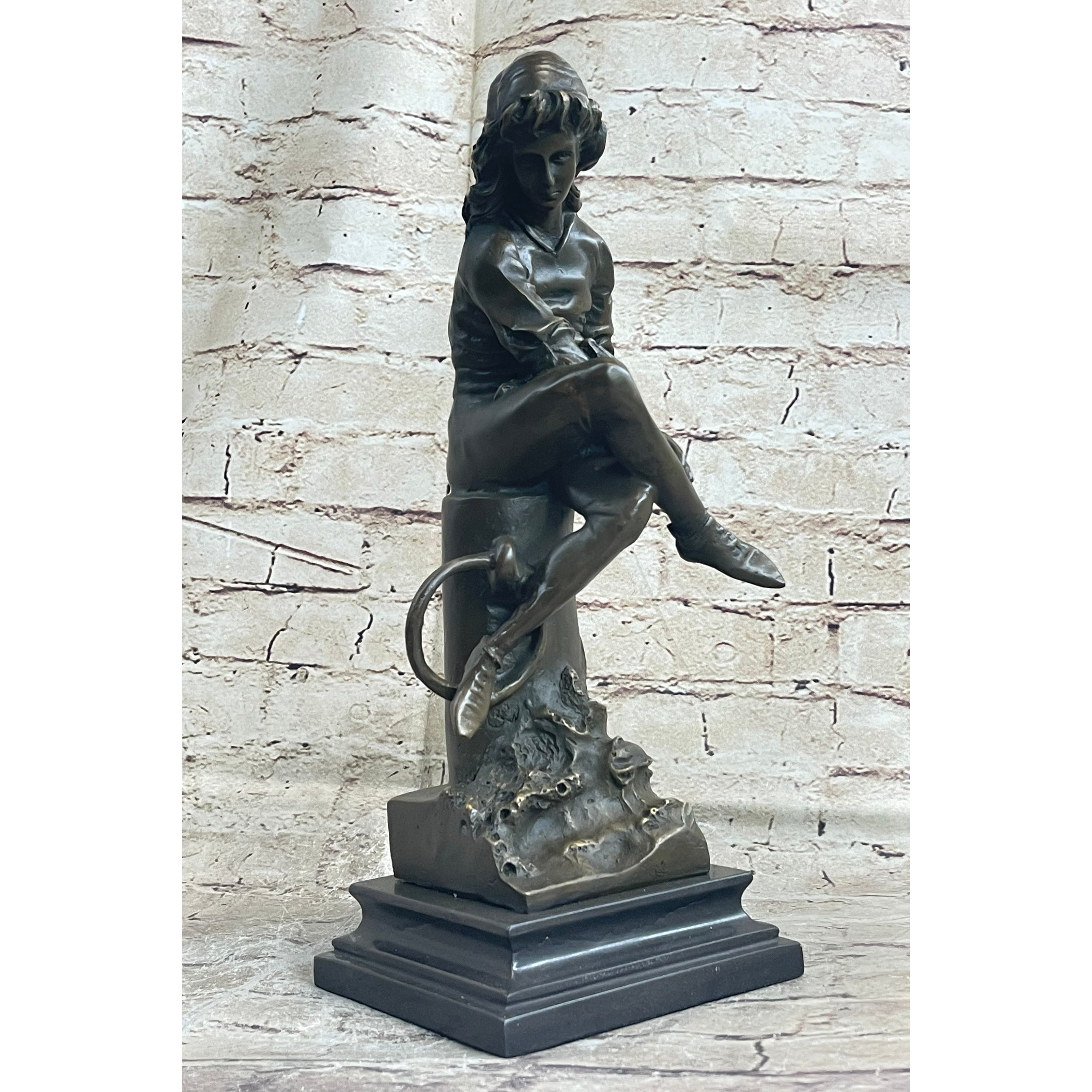 Handmade Bronze Boy Reading Book Book Sculpture Figurine Figure Statue Art