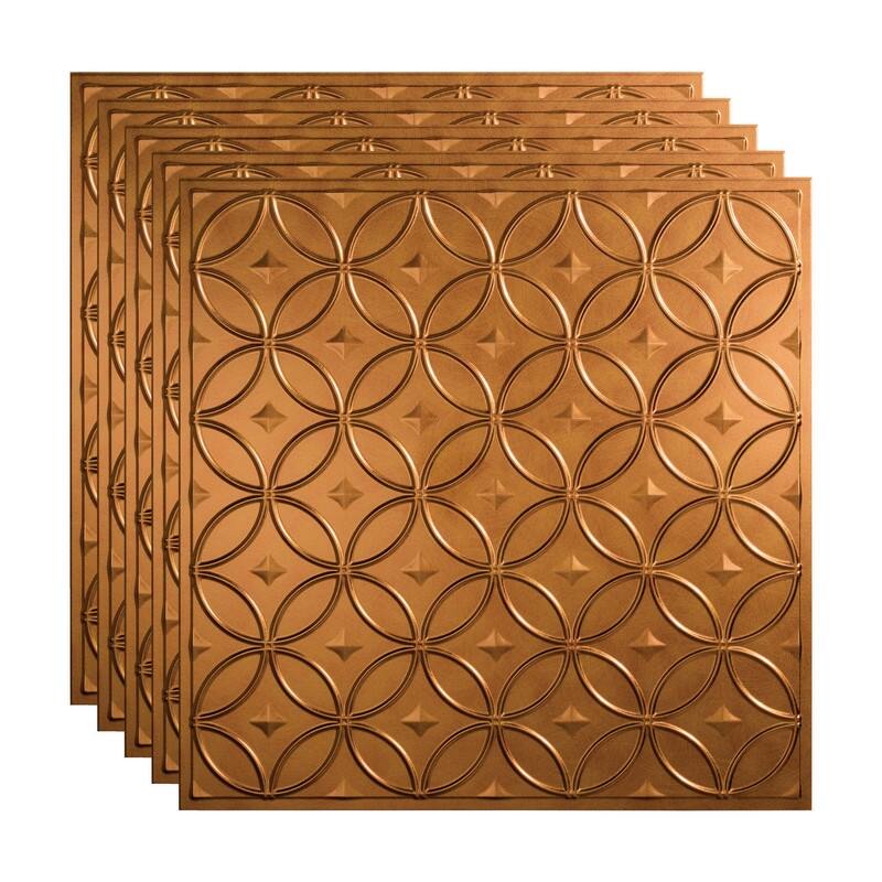 FASÄDE Rings Decorative Vinyl 2ft x 2ft Lay in Ceiling Panel in Antique Bronze (5 Pack) - 5 Pack - Antique Bronze