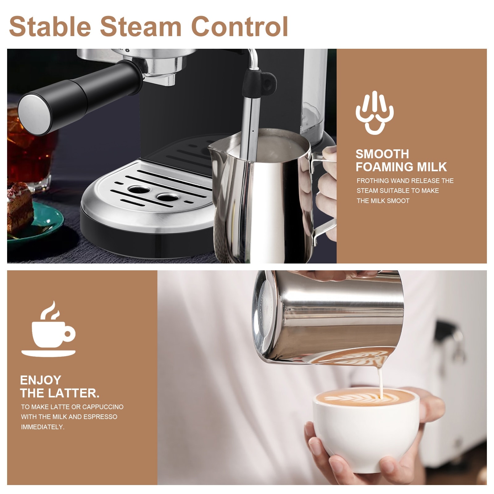 20 Bar High-Performance Espresso Machine with Detachable Water