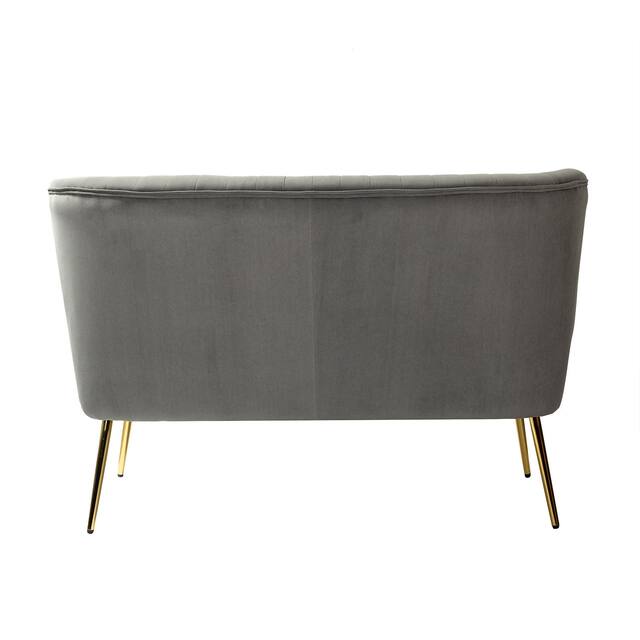 HULALA HOME Monica Modern Velvet Tufted Loveseat with Metal Legs