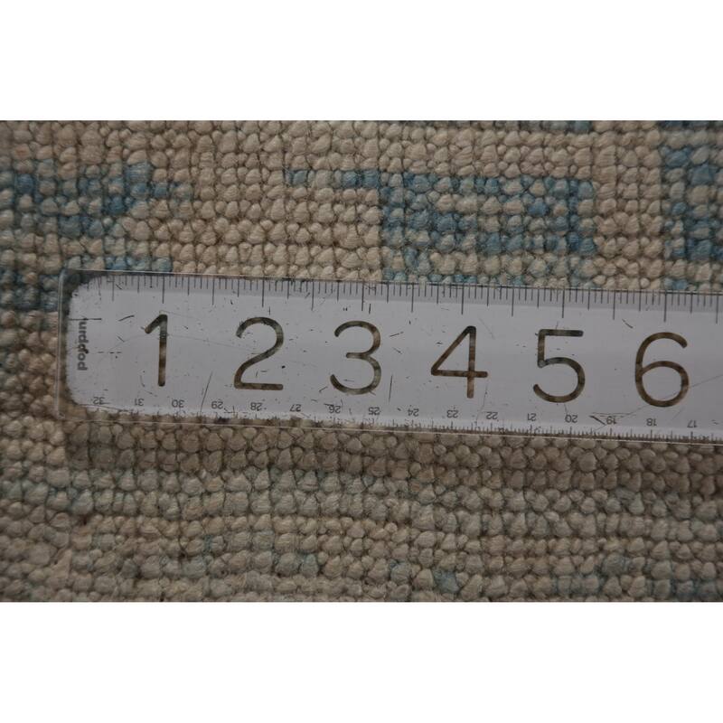 Hand Knotted Oriental 100% Wool Carpet Transitional Geometric Navy Blue & Blues Oushak Runner Rug - 16' 8'' X 3' 2''