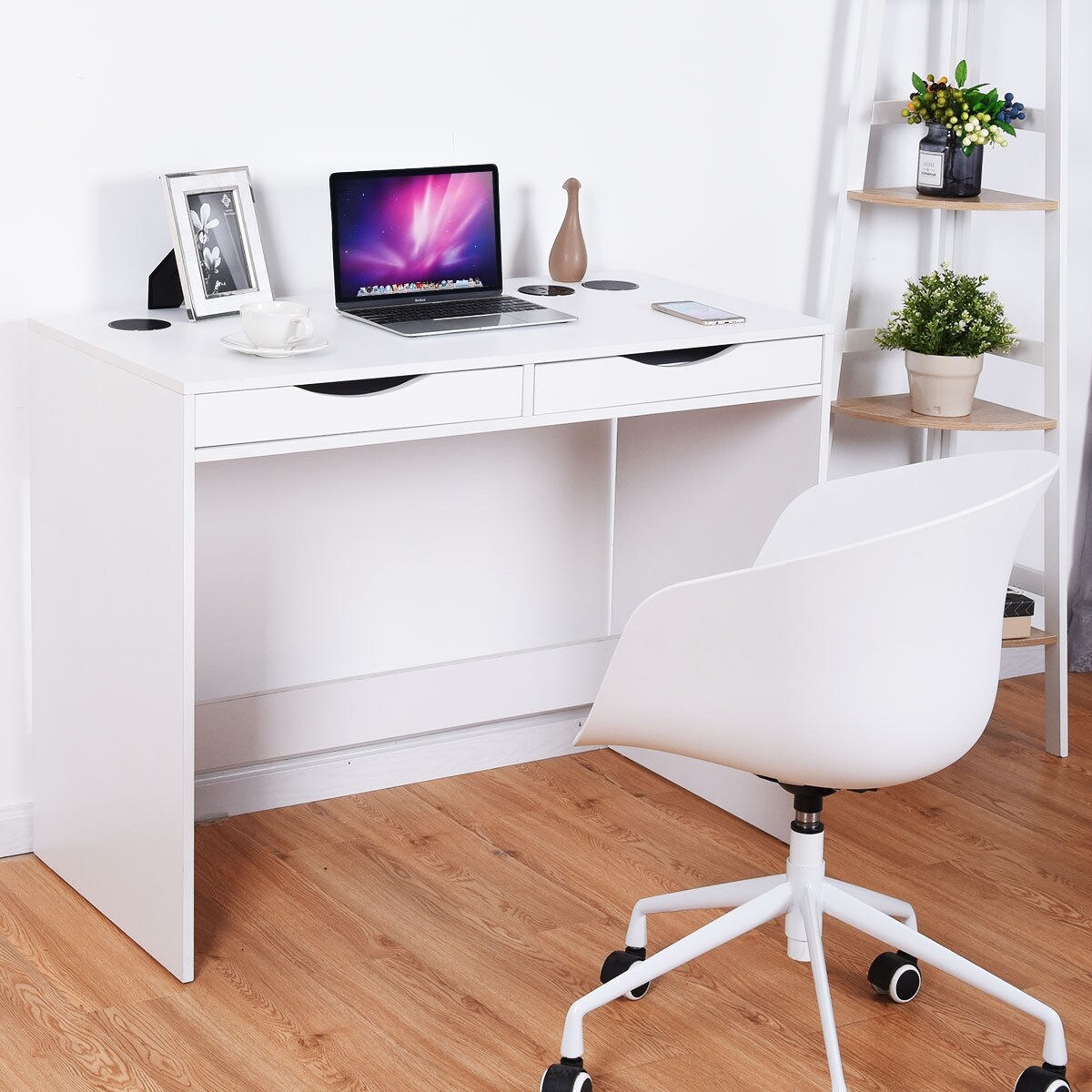 Shop Costway Modern Writing Computer Desk Bluetooth Speakers