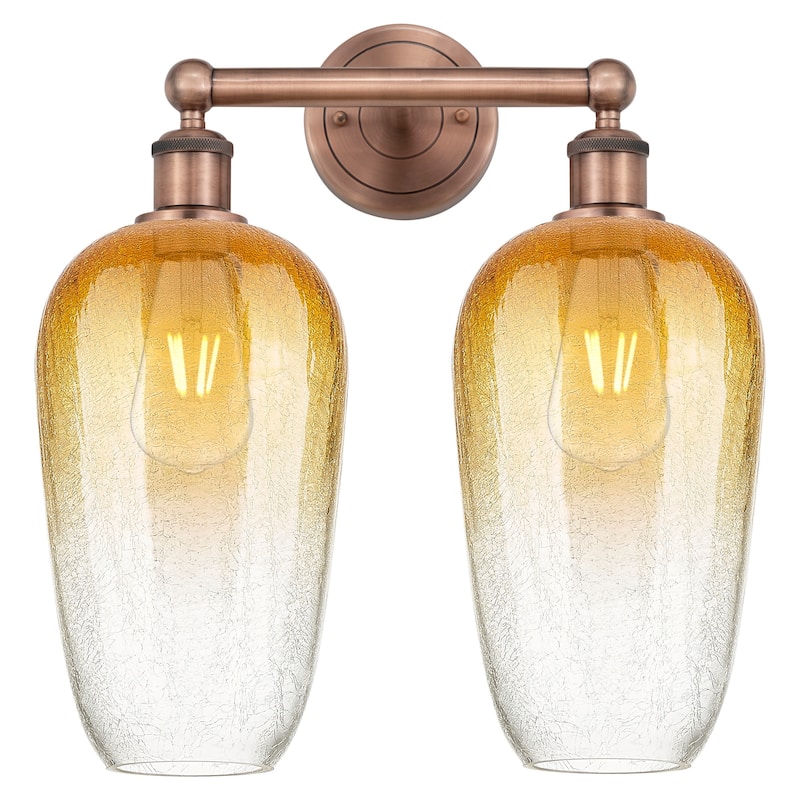 Innovations Lighting 616-2W-18-16 Brookhaven Flute Vanity Brookhaven - Antique Copper / Amber
