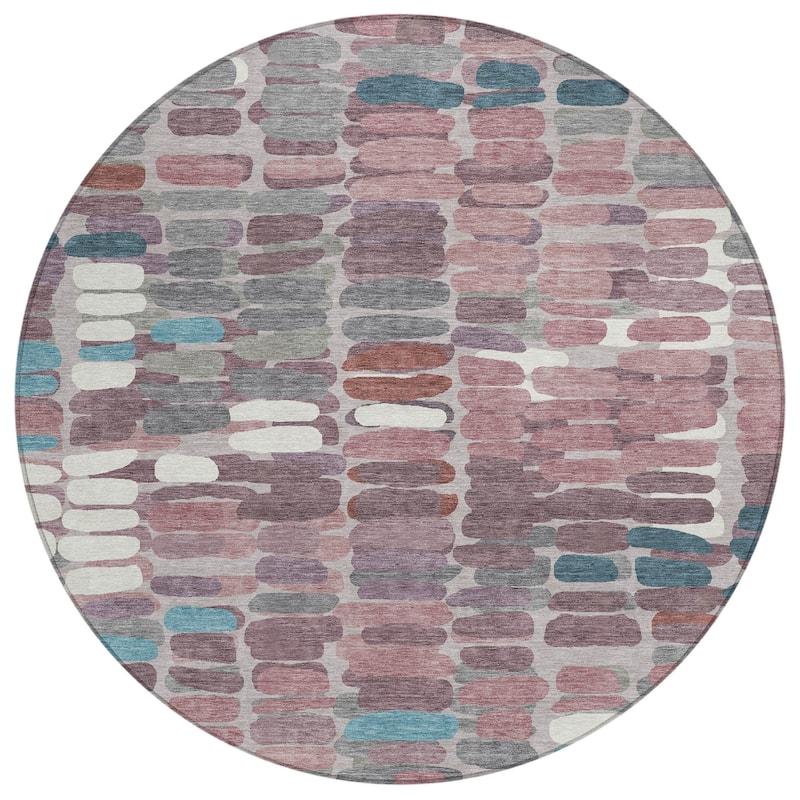 Machine Washable Indoor/ Outdoor Modern Caps Chantille Rug