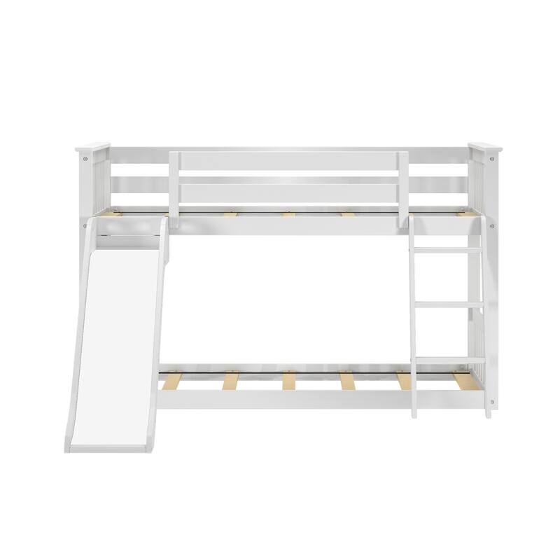 Max and Lily Classic Twin over Twin Low Bunk with Easy Slide and Curtain