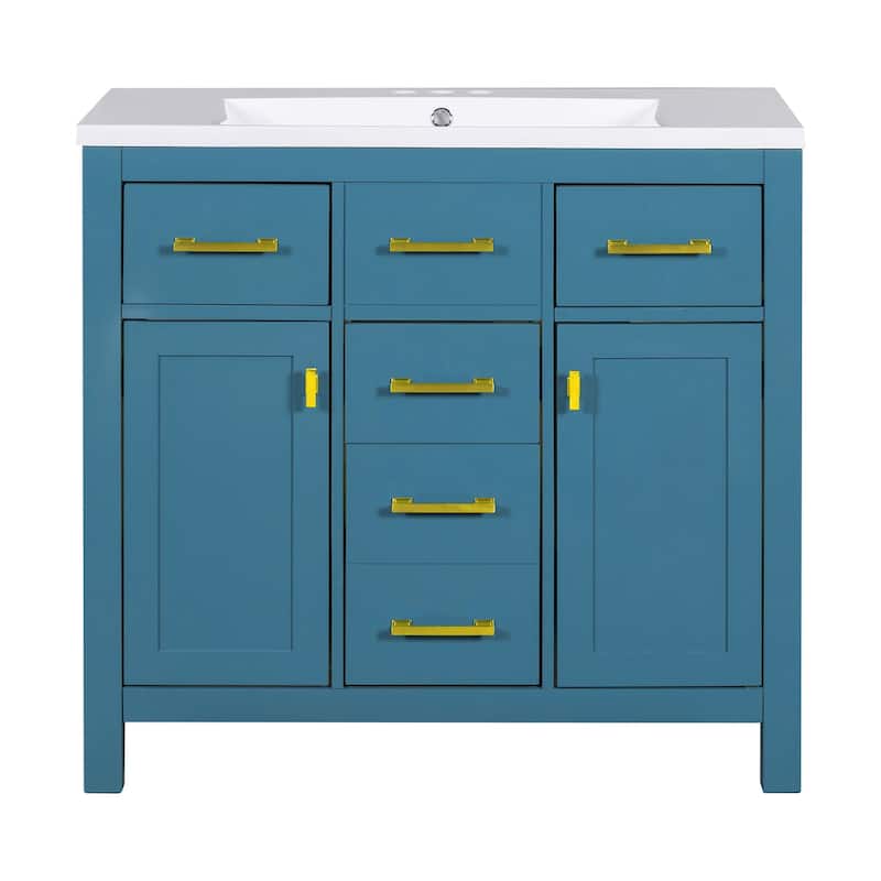 36 inch MDF Freestanding Bathroom Vanity Set with Integrated Ceramic Sink - 36" x 18" x 34"