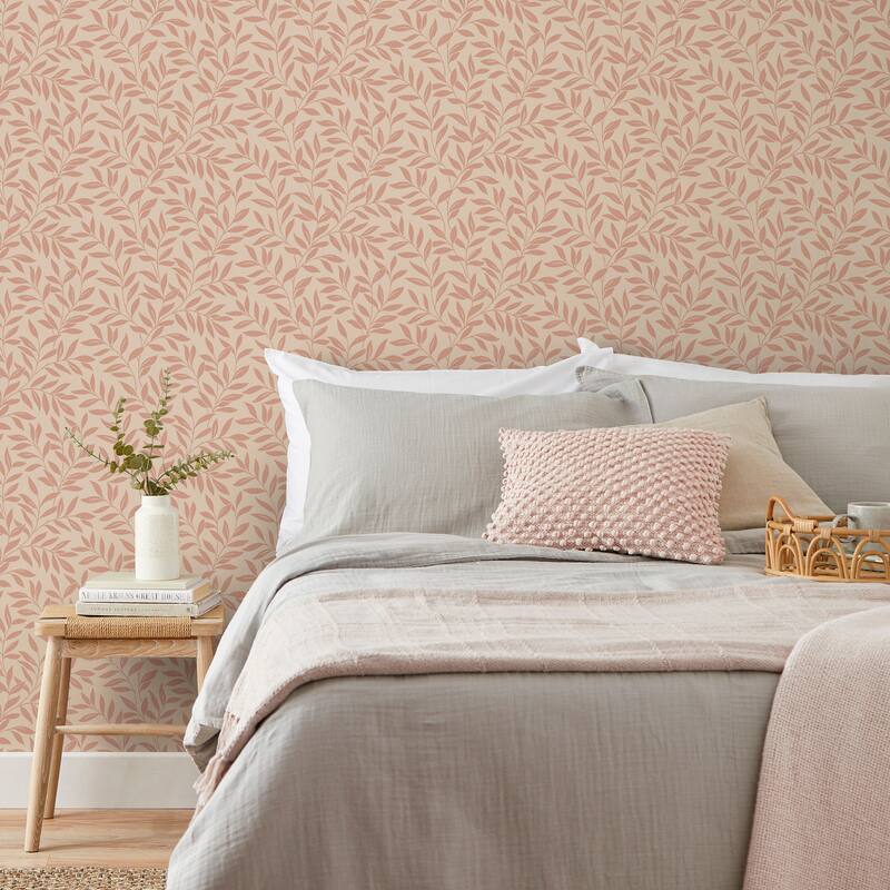 Fine Decor Marin Blush Leaf Trail Wallpaper